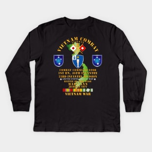 Battle for FSB Mary Ann - Combat Commo - 1st Bn 46th Infantry w VN SVC Kids Long Sleeve T-Shirt